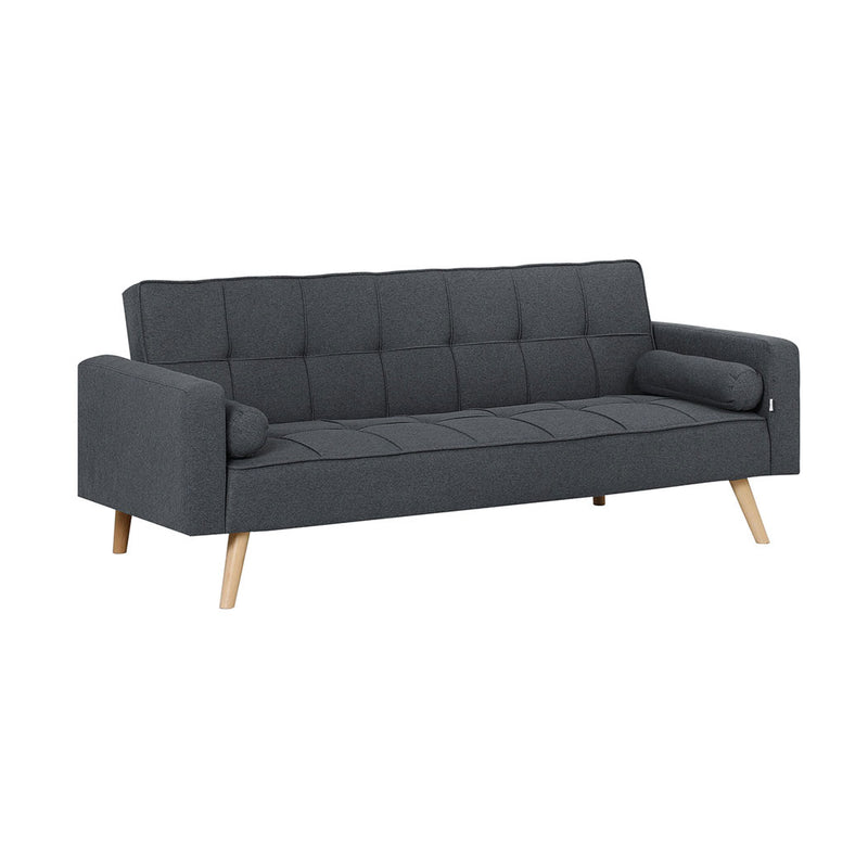Familand 3 Seater Convertible Futon Sofa Bed, Linen Loveseat Sofa,Grey