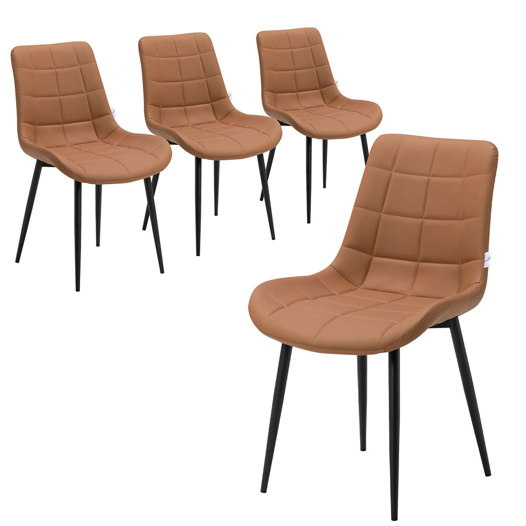 Familand Faux Leather Dining Chairs Set Of 4 in Brown