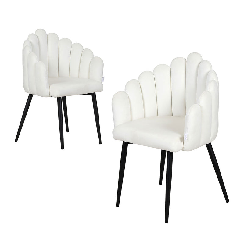Familand Velvet Dining Chairs Set Of 2 in White