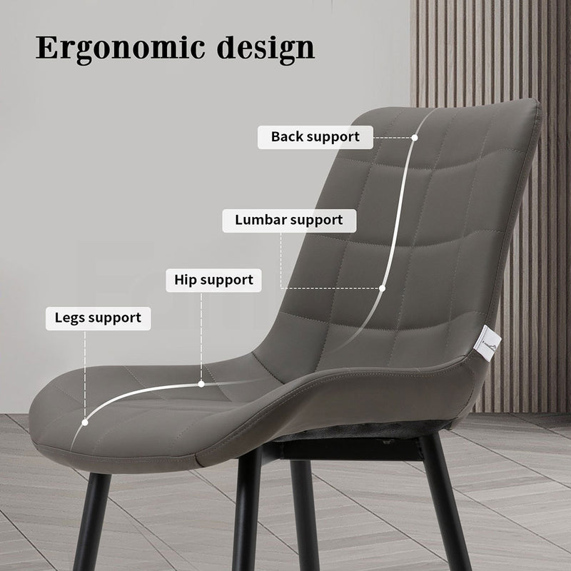 Familand Faux Leather Dining Chairs Set Of 4 in Grey