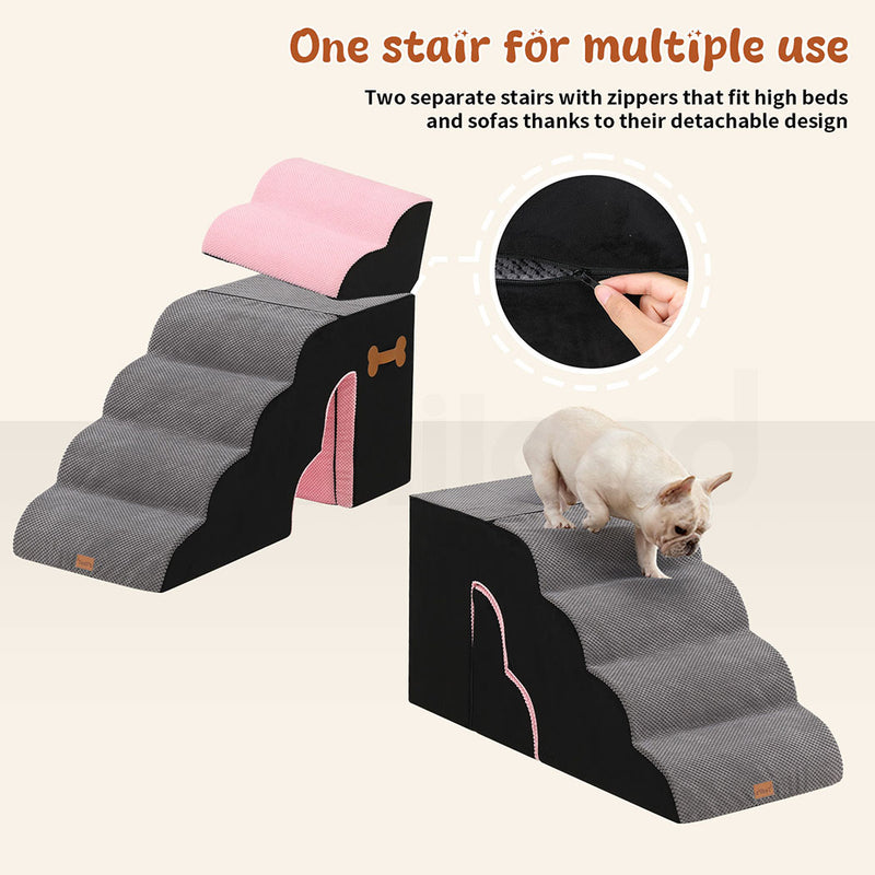 Tedi’s Adjustable Height Foam Dog Stairs for High Beds