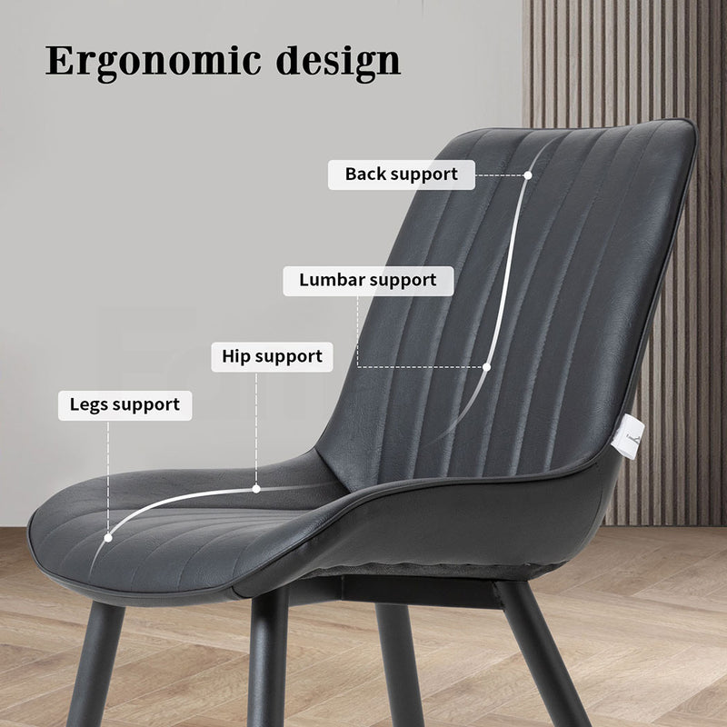 Familand Faux Leather Dining Chairs Set Of 2 in Black