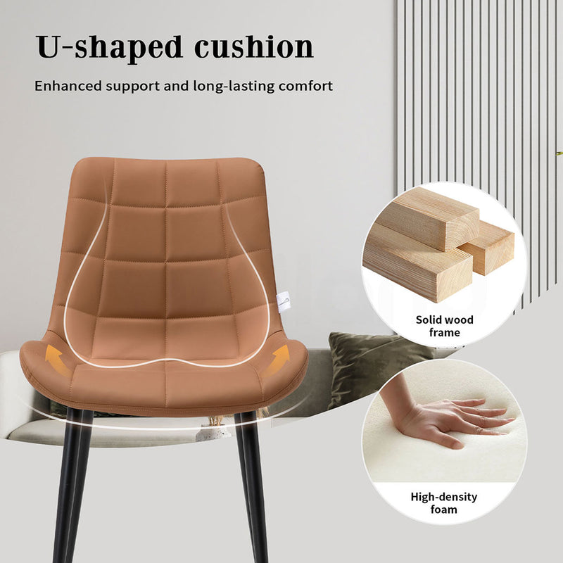 Familand Faux Leather Dining Chairs Set Of 4 in Brown