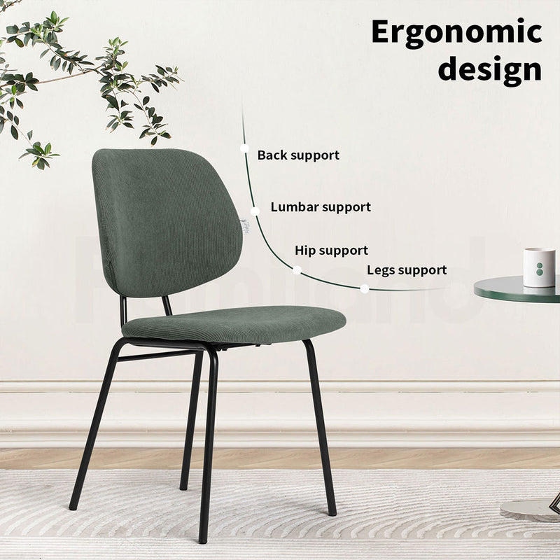 Familand Corduroy Dining Chairs Set Of 2 in Green