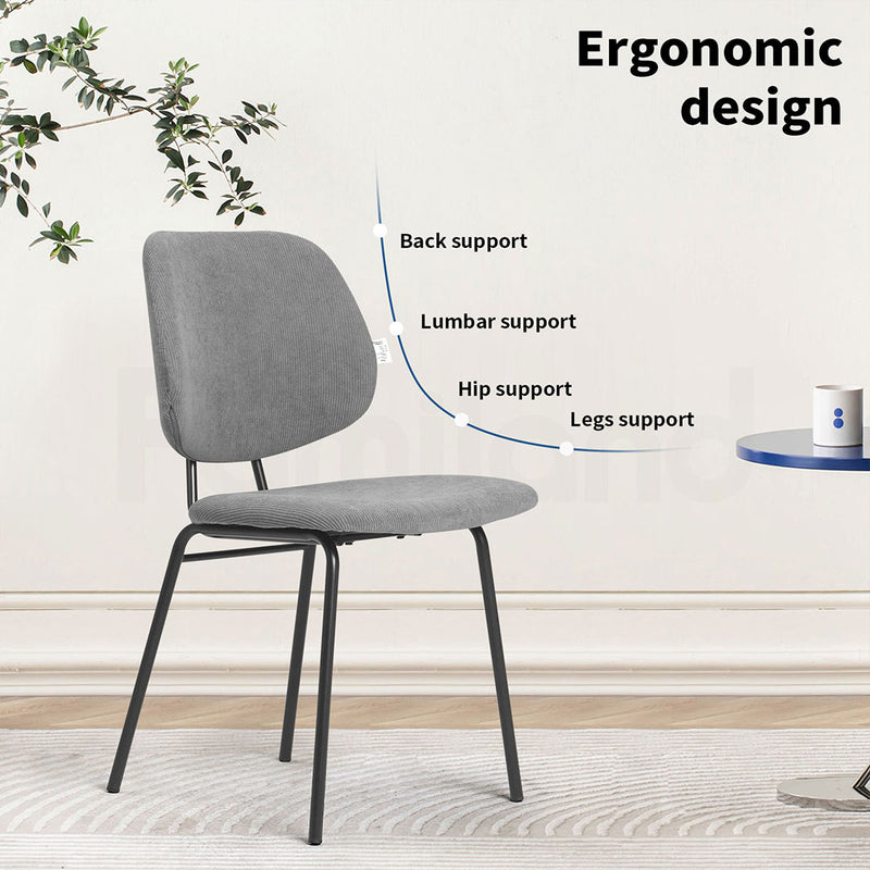 Familand Corduroy Dining Chairs Set Of 2 in Grey