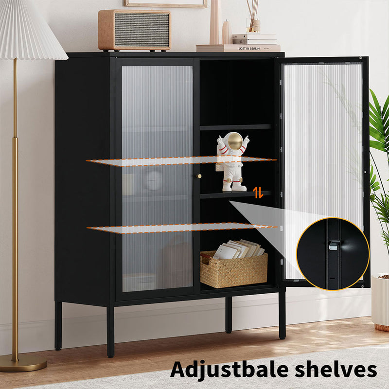 Familand Steel Buffet Sideboard in Black