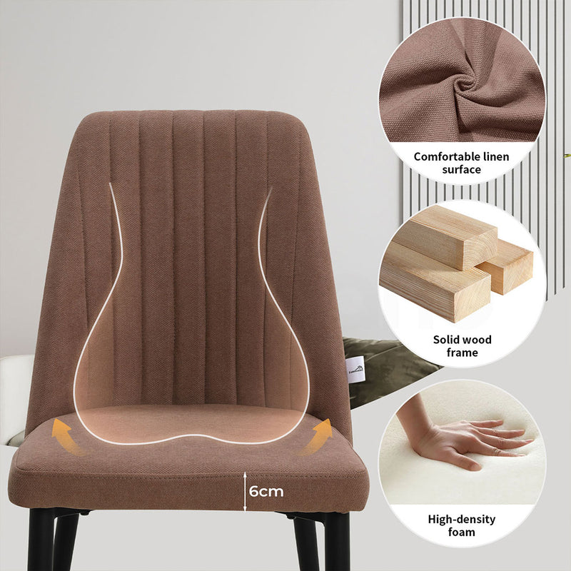 Familand Linen Dining Chairs Set Of 2 in Brown