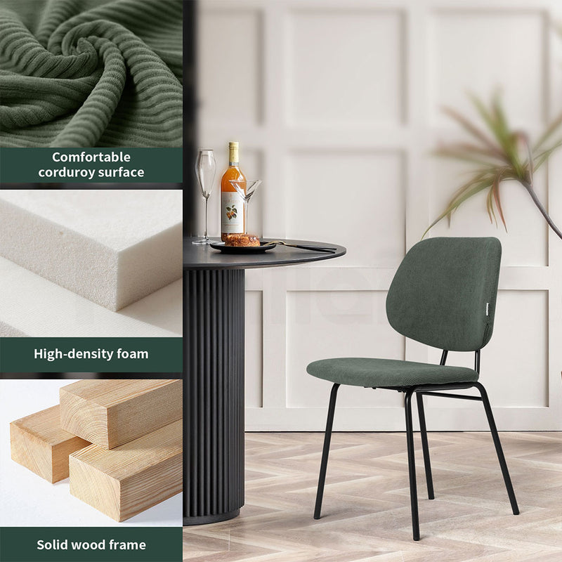 Familand Corduroy Dining Chairs Set Of 2 in Green