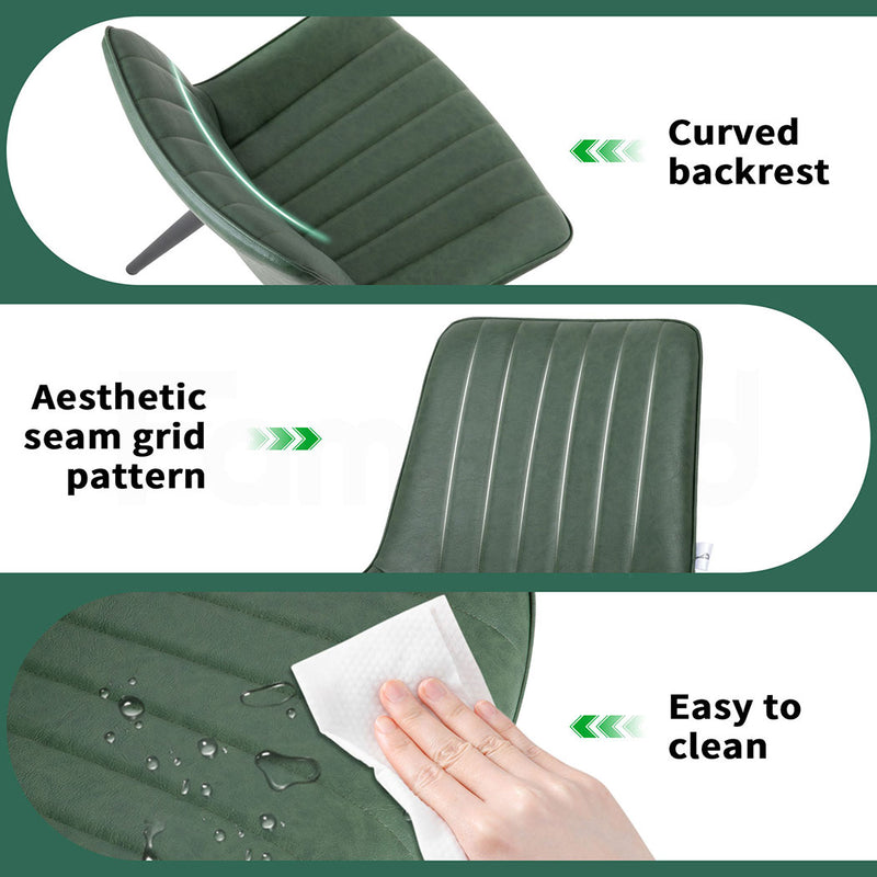 Familand Faux Leather Dining Chairs Set Of 2 in Green