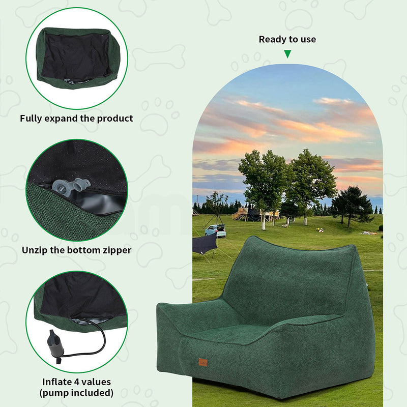 Tedi’s Pet Sofa Inflatable Dog Bed Cat Couch in Green