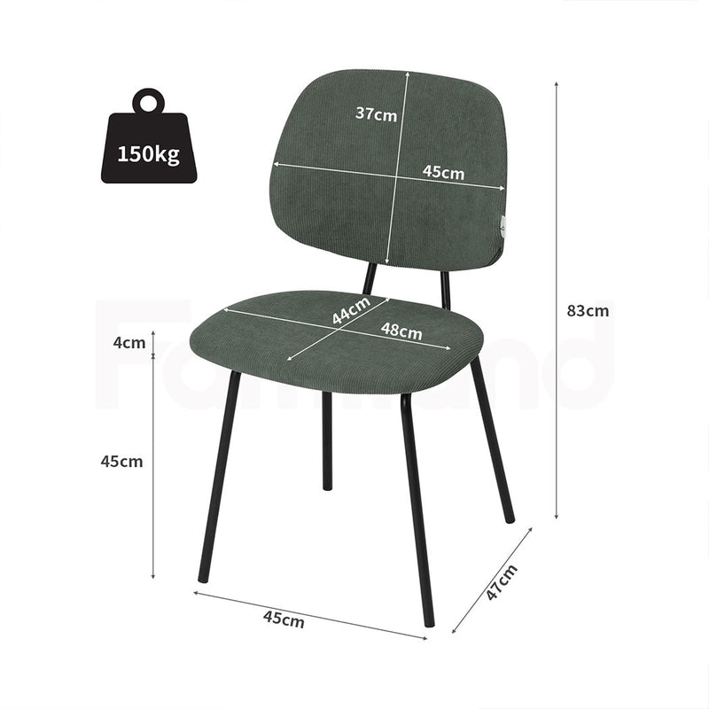 Familand Corduroy Dining Chairs Set Of 2 in Green
