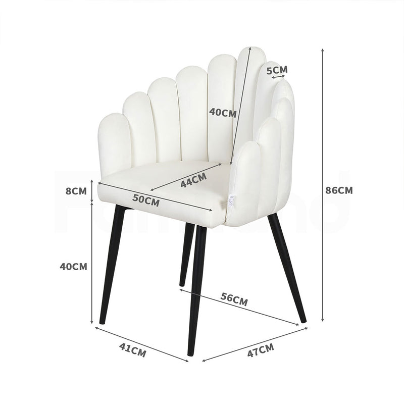 Familand Velvet Dining Chairs Set Of 2 in White
