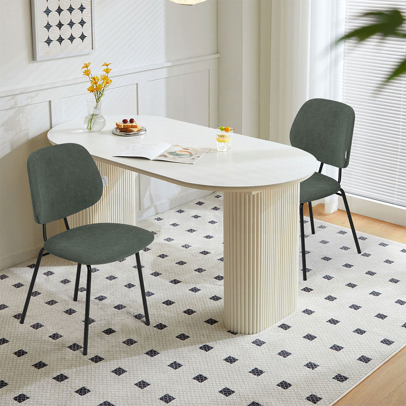 Familand Corduroy Dining Chairs Set Of 2 in Green