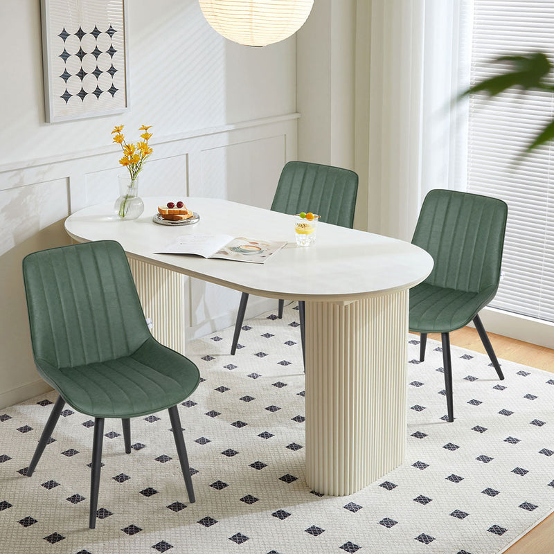 Familand Faux Leather Dining Chairs Set Of 2 in Green
