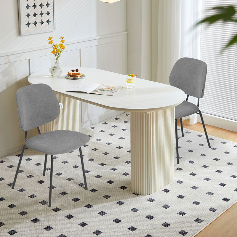 Familand Corduroy Dining Chairs Set Of 2 in Grey