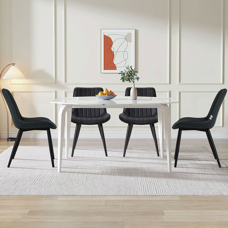 Familand Faux Leather Dining Chairs Set Of 2 in Black