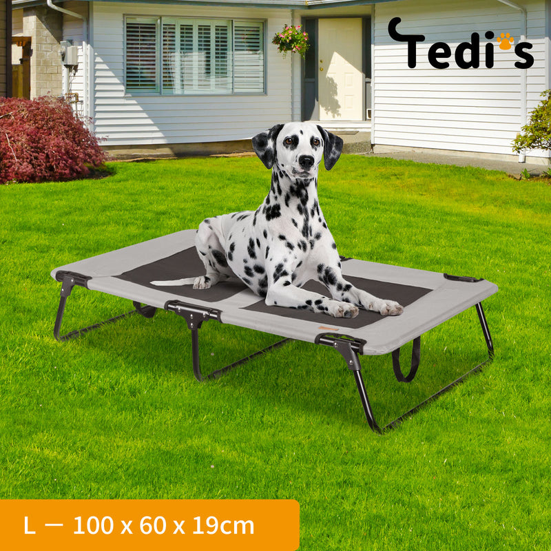 Tedi's Foldable Pet Elevated Dog Bed in Grey