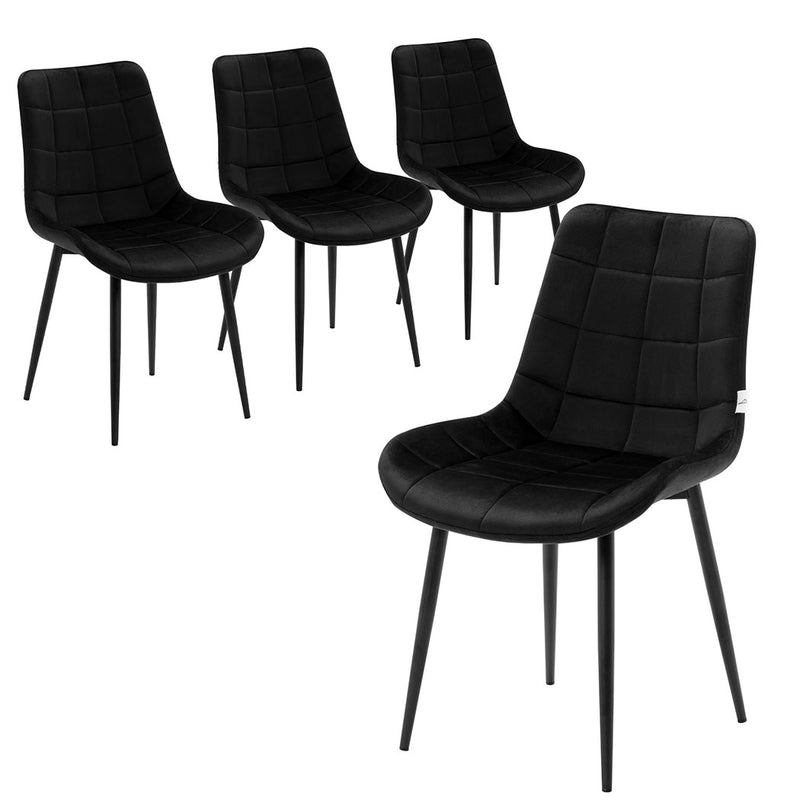Familand Velvet Dining Chairs Set Of 4 in Black