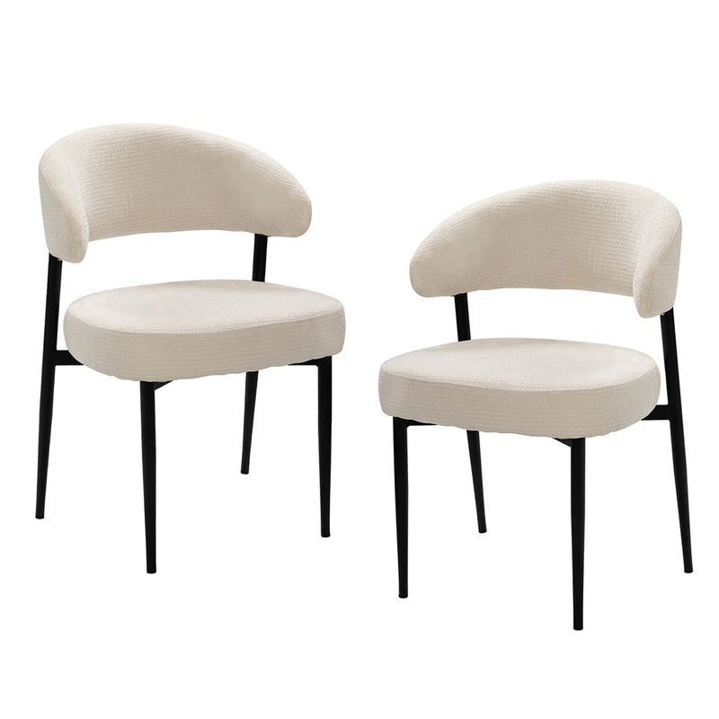 Familand Dining Chairs Set Of 2 with Spring Seat Cushion in Cream