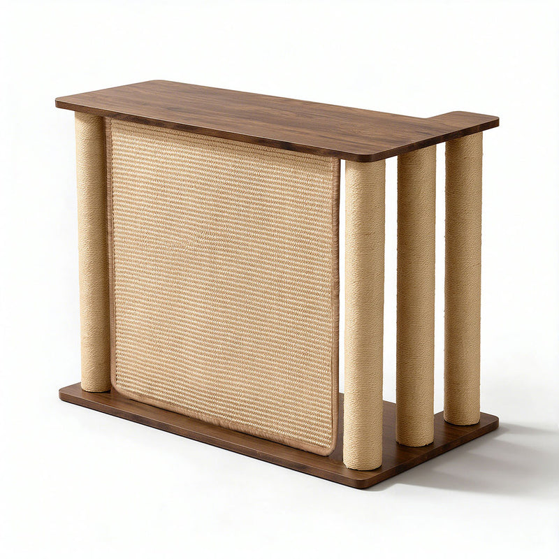 Familand Sofa Side Table with Cat Scratching Post in Right Side