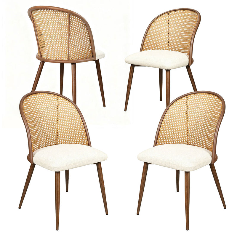 Familand Faux Leather Dining Chairs Set Of 4 with Rattan Back