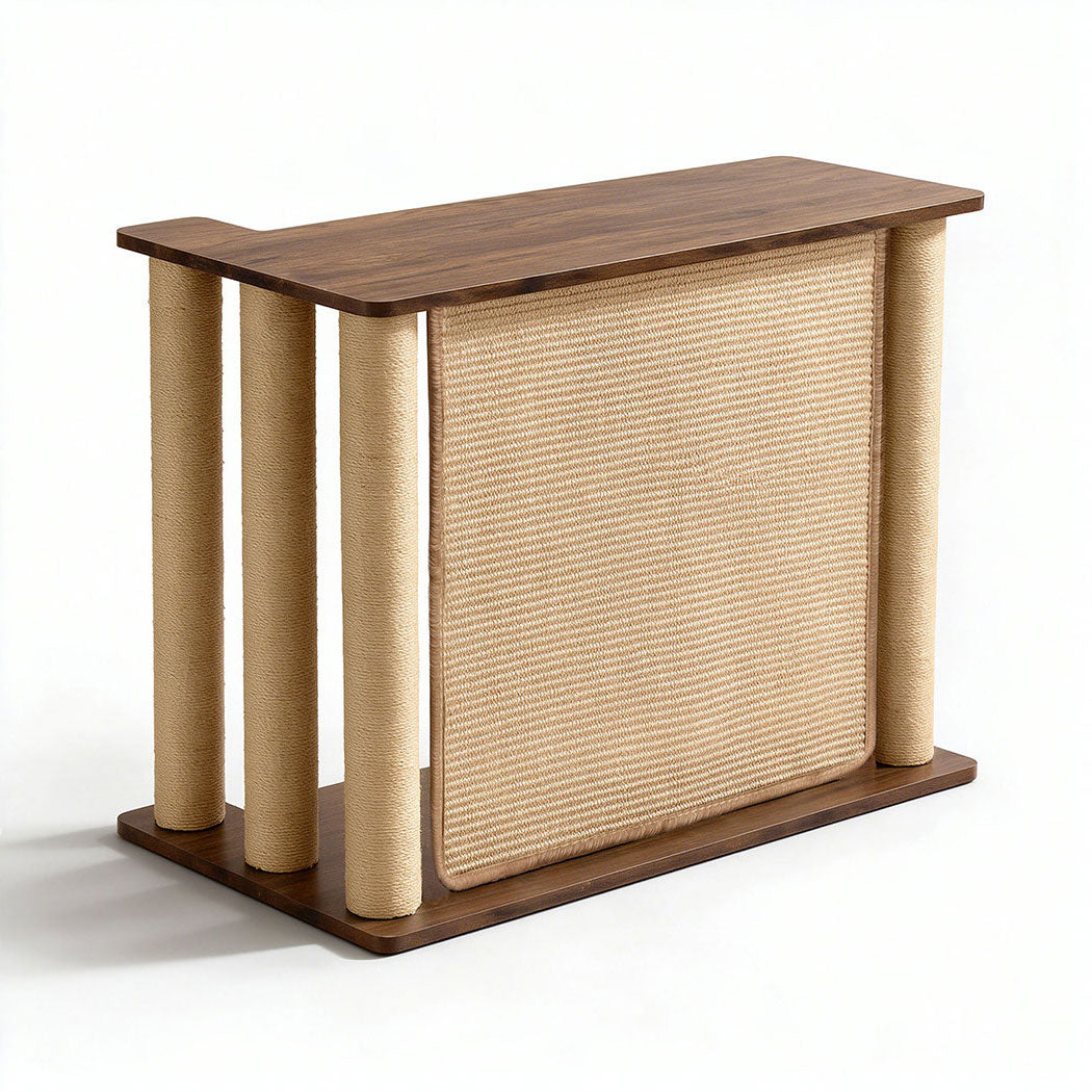 Familand Sofa Side Table with Cat Scratching Post in Left Side