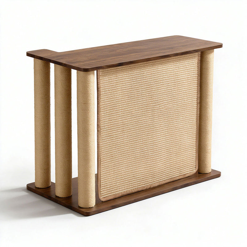 Familand Sofa Side Table with Cat Scratching Post in Left Side