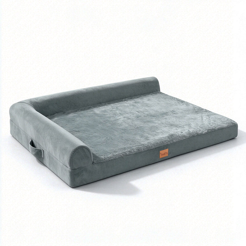 Tedi's Orthopedic Dog Bed Memory Foam Beds Removable Washable Cover Grey