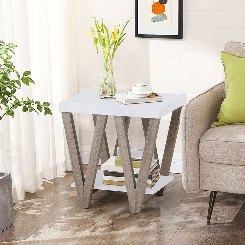 Familand End Side Table in White