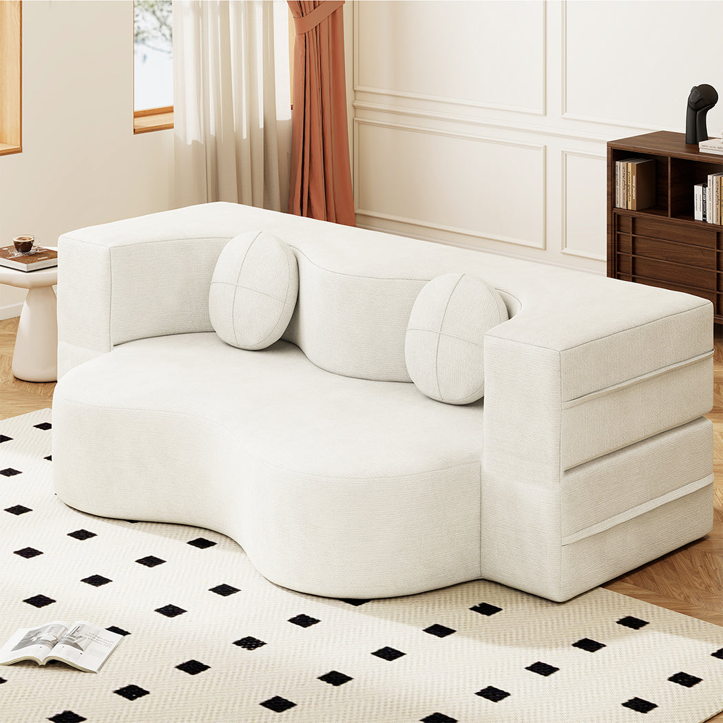 Familand 200cm Convertible Memory Foam Sofa Bed in Cream