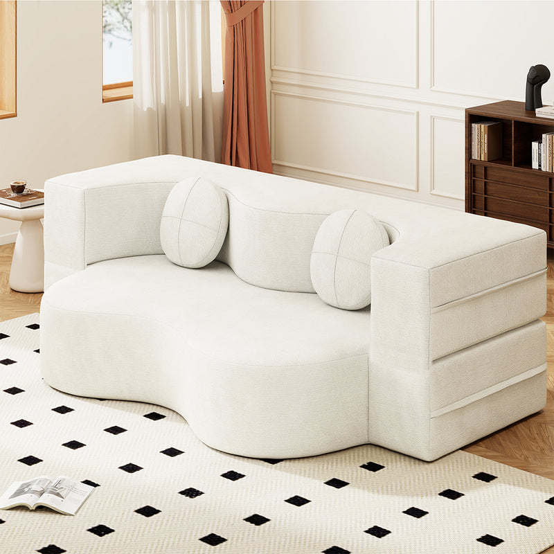 Familand 200cm Convertible Memory Foam Sofa Bed in Cream