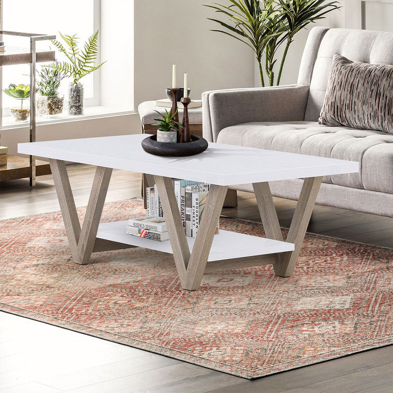 Familand 120cm Wooden Coffee Table in White