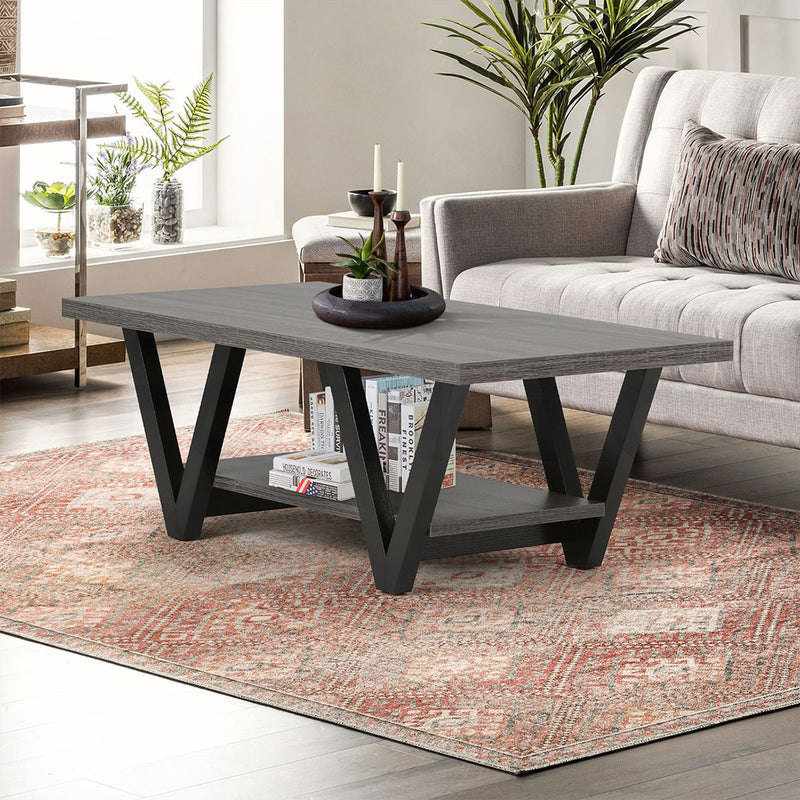 Familand 120cm Wooden Coffee Table in Dark Grey