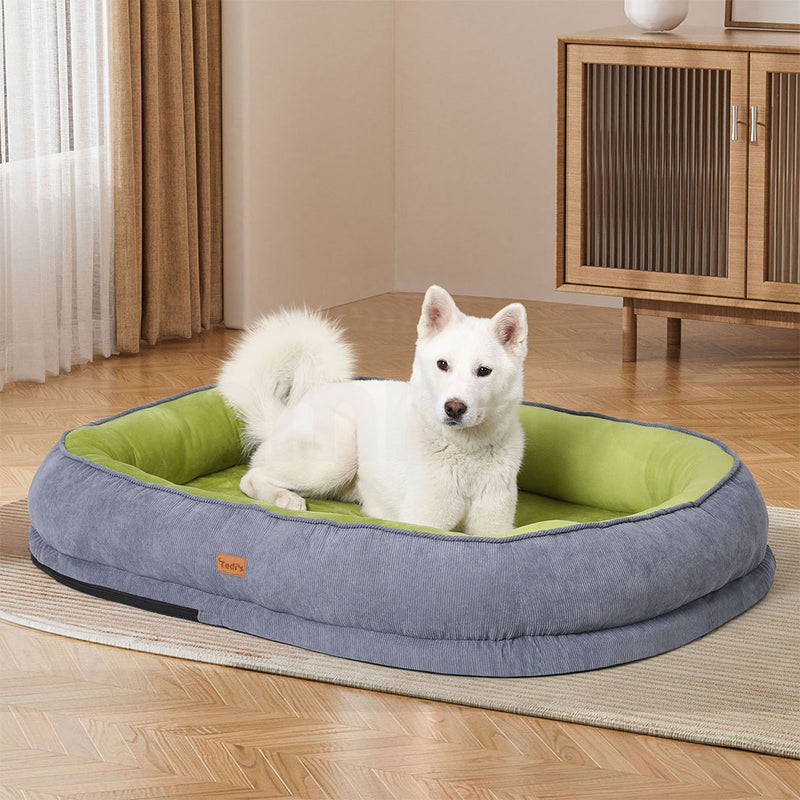 Tedi’s Orthopedic Dog Bed with Rattan Mat in Grey