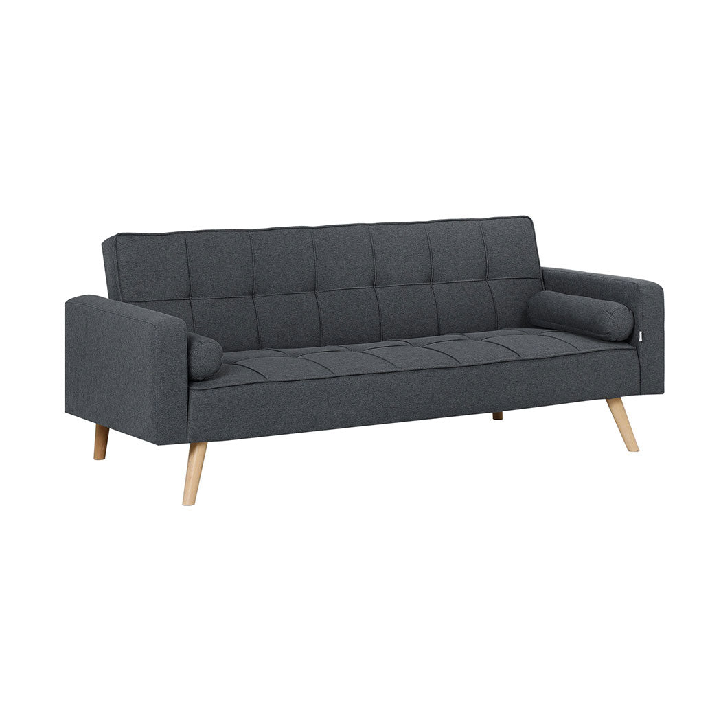 Familand 3 Seater Convertible Futon Sofa Bed, Linen Loveseat Sofa,Grey