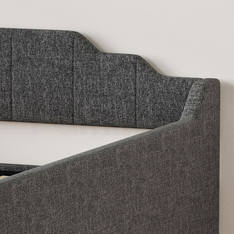 Familand Queen Size Daybed with Trundle Bed & Storage Drawer in Grey