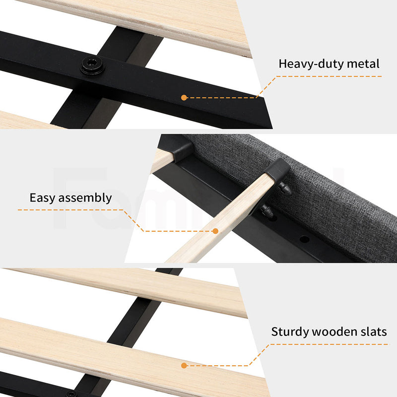 Familand Queen Size Daybed with Trundle Bed & Storage Drawer in Grey