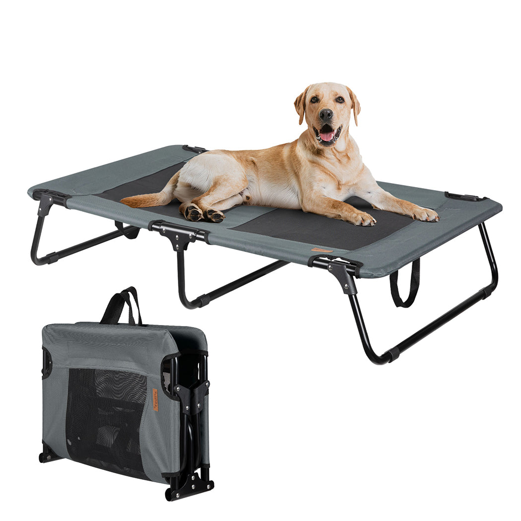 Tedi's Foldable Pet Elevated Dog Bed in Dark Grey