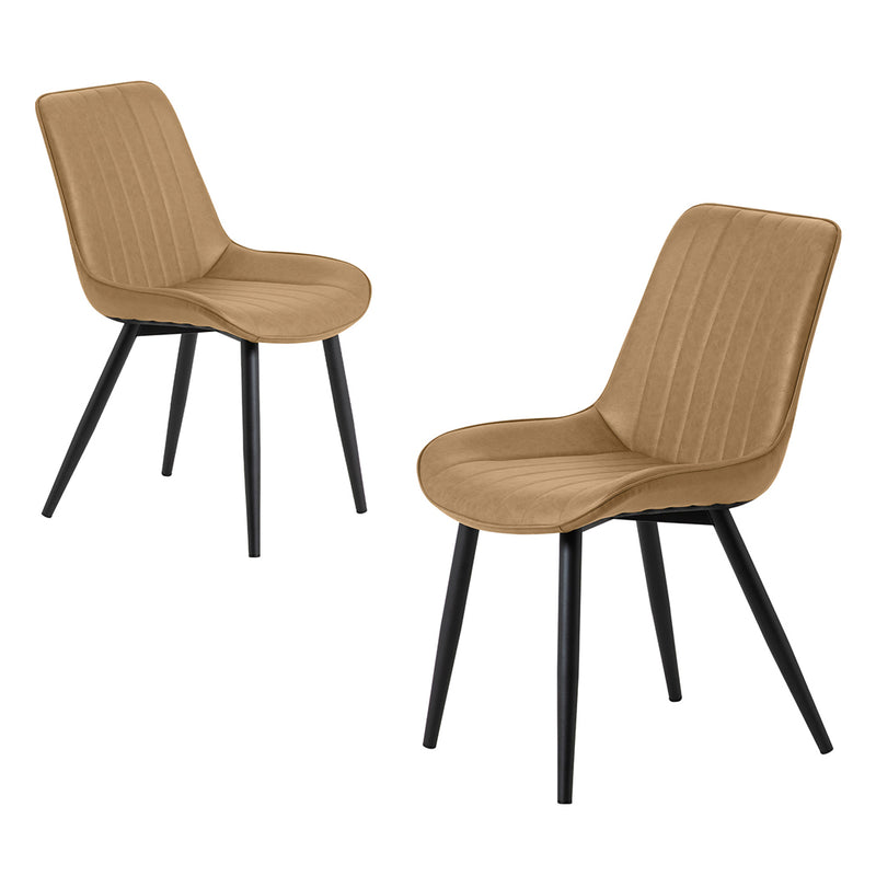 Familand Faux Leather Dining Chairs Set Of 2 in Brown