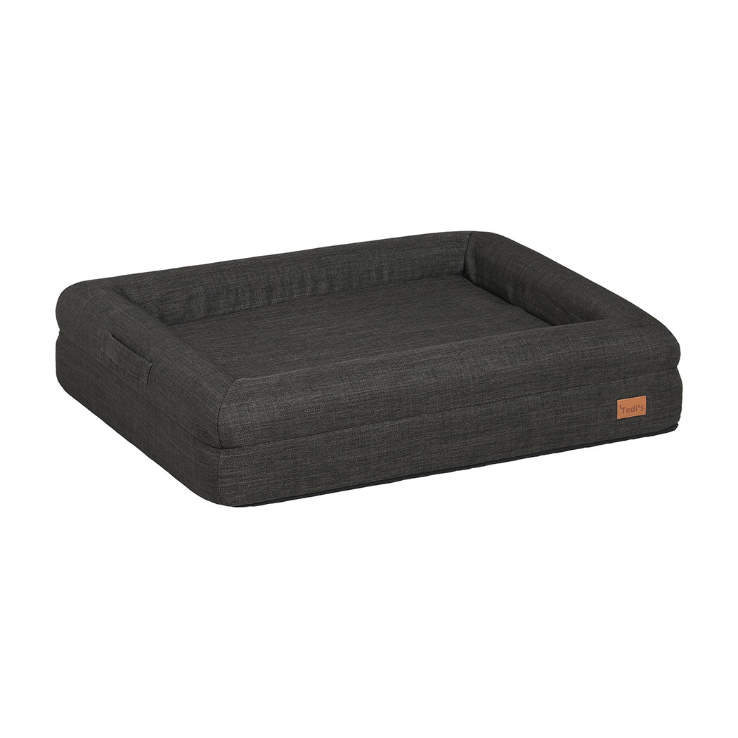 Tedi’s Linen Orthopedic Dog Bed in Dark Grey