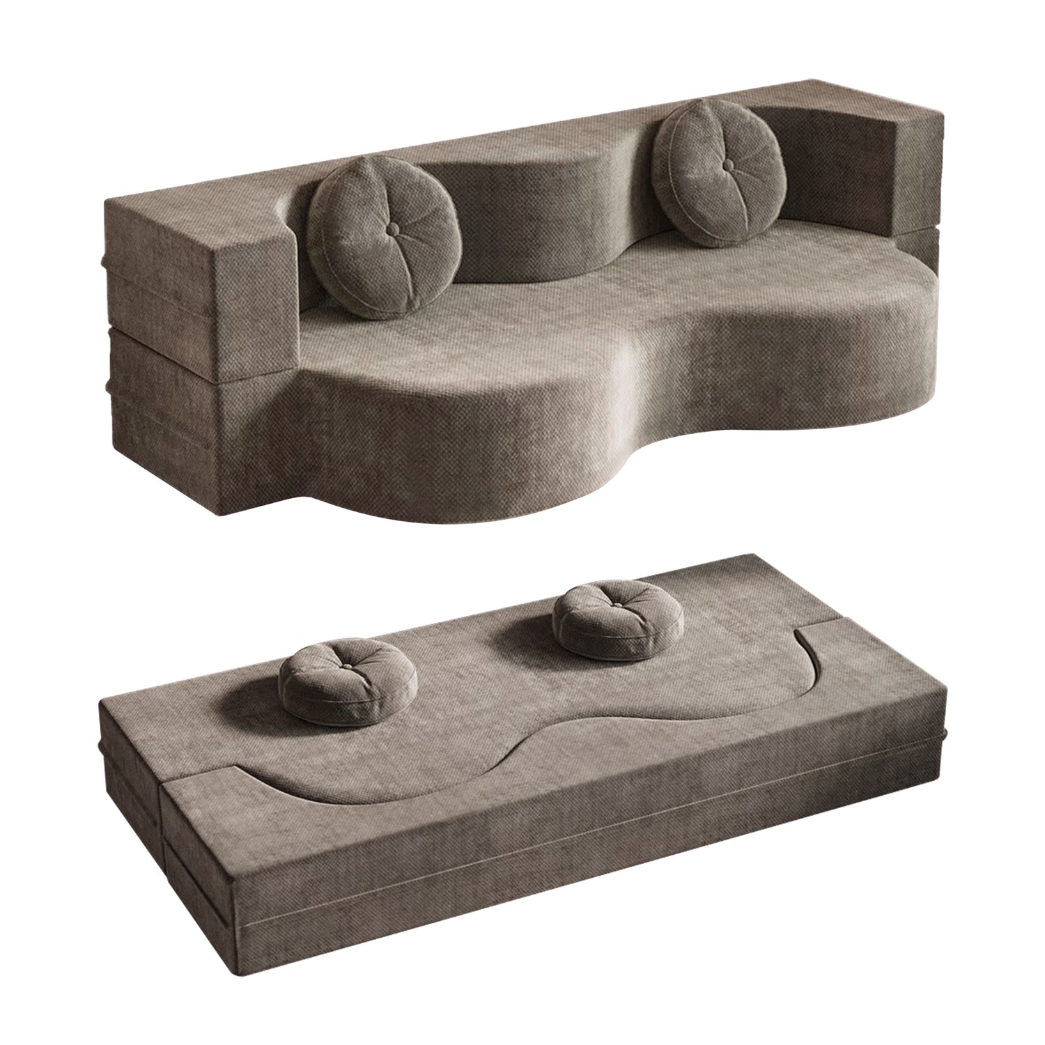 Familand 200cm Convertible Memory Foam Sofa Bed in Grey