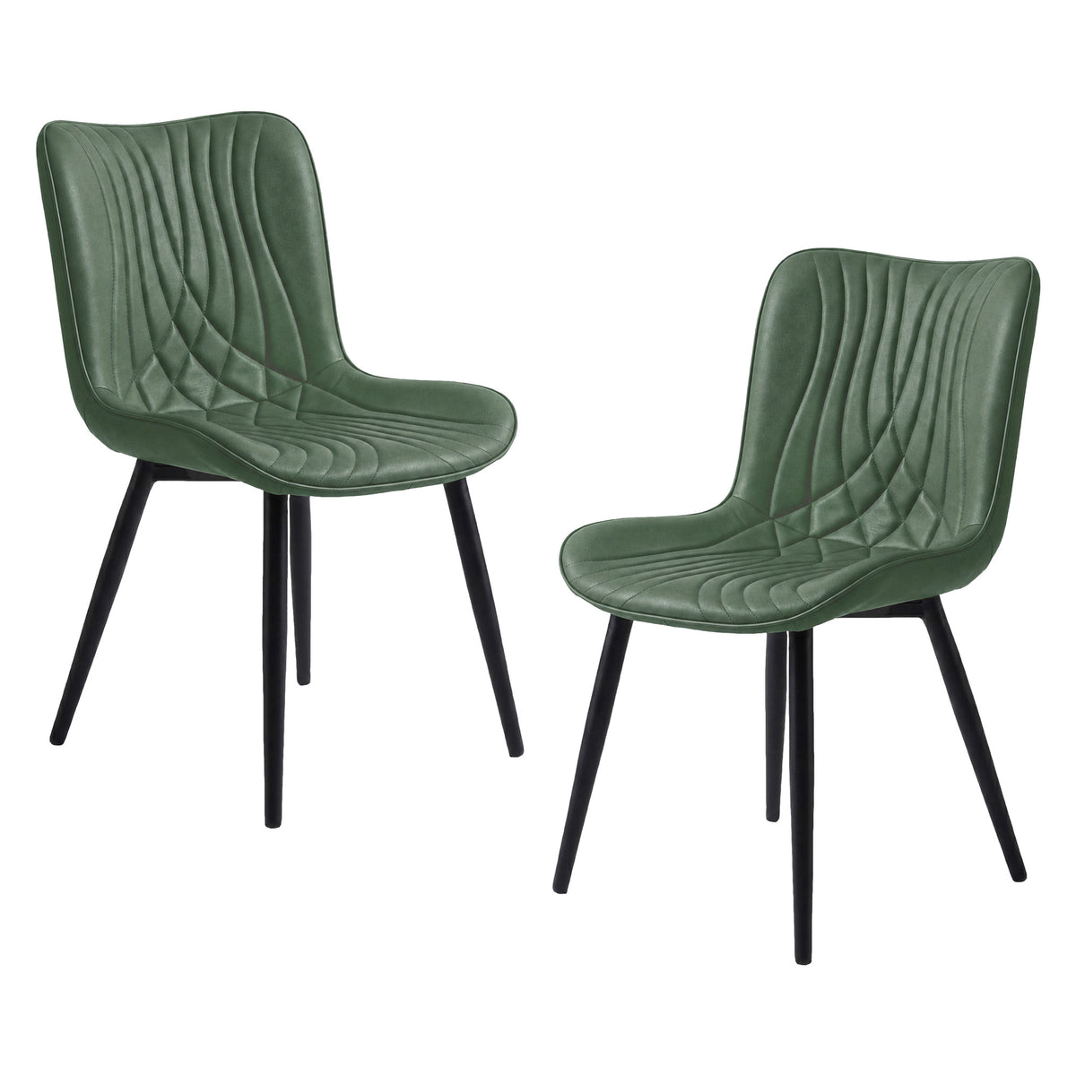 Familand Dining Chairs Set Of 2 PU Leather Padded Seat Kitchen Living Room Chair