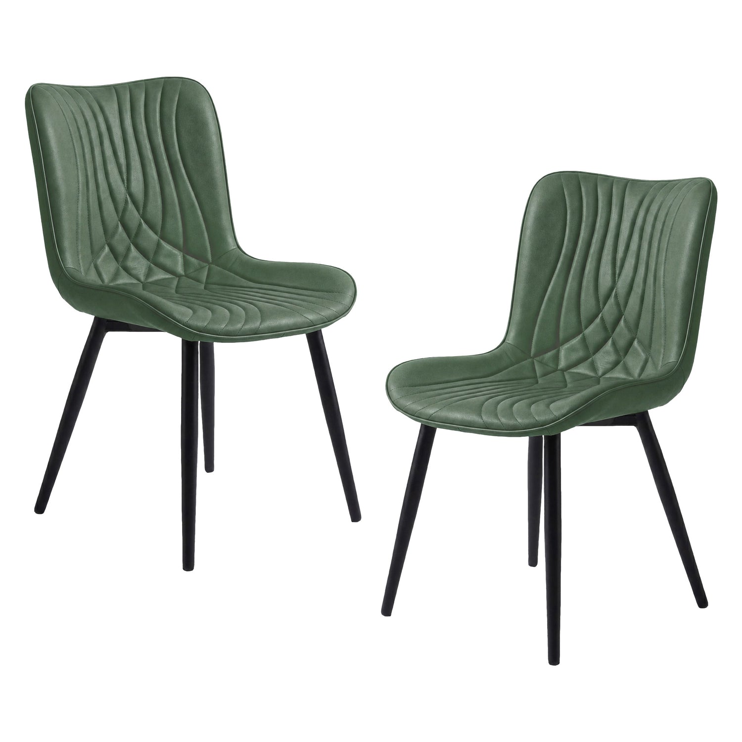 Familand Dining Chairs Set Of 2 PU Leather Padded Seat Kitchen Living Room Chair