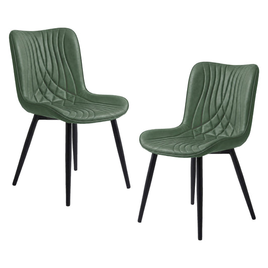Familand Dining Chairs Set Of 2 PU Leather Padded Seat Kitchen Living Room Chair