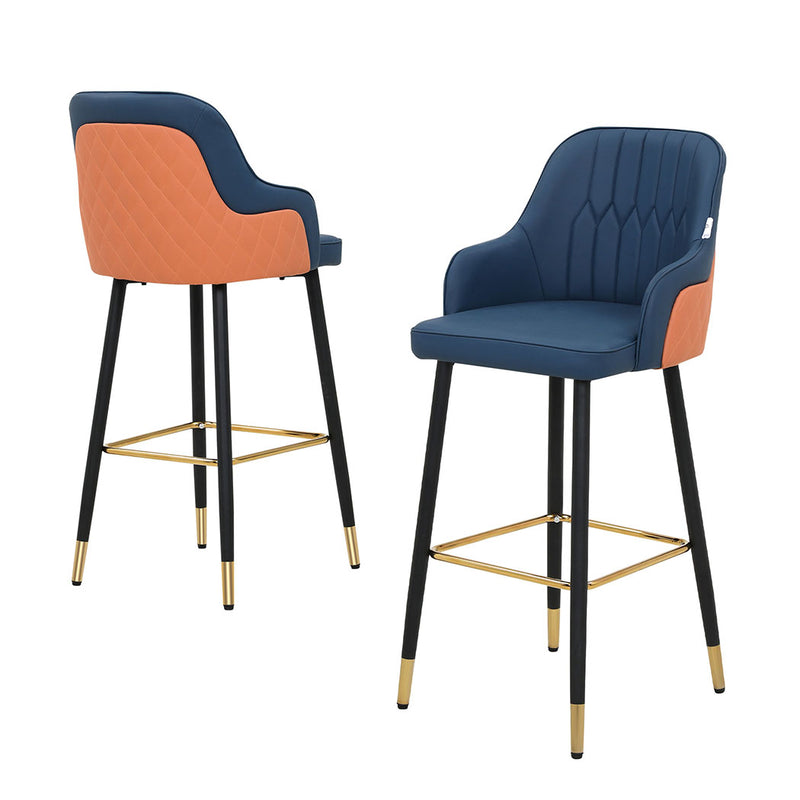 Familand Faux Leather Bar Stools Set Of 2 in Navy
