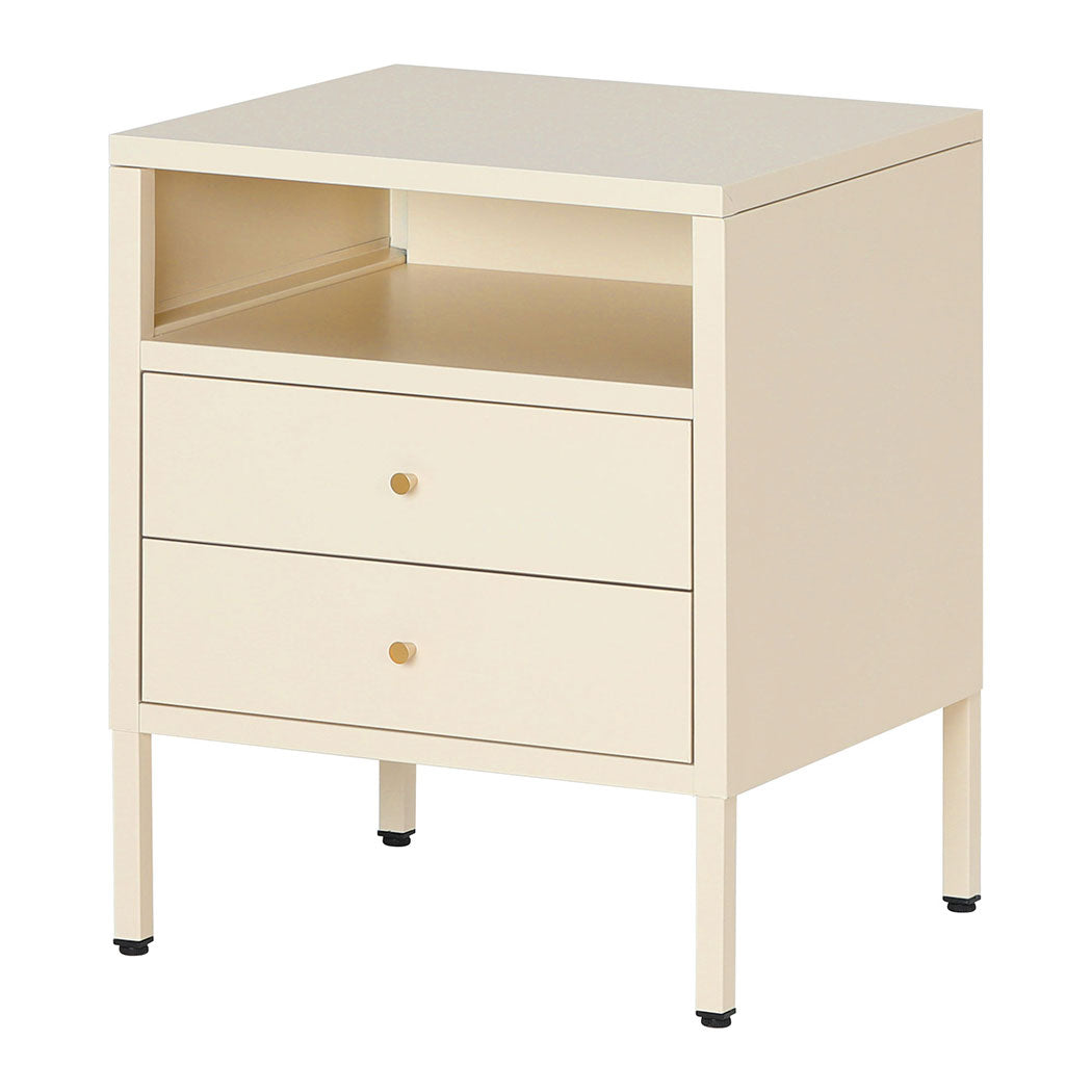 Familand Steel End Side Table Night Stand Bedside Tables with 2x Storage Drawers