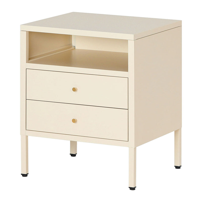 Familand Steel End Side Table Night Stand Bedside Tables with 2x Storage Drawers