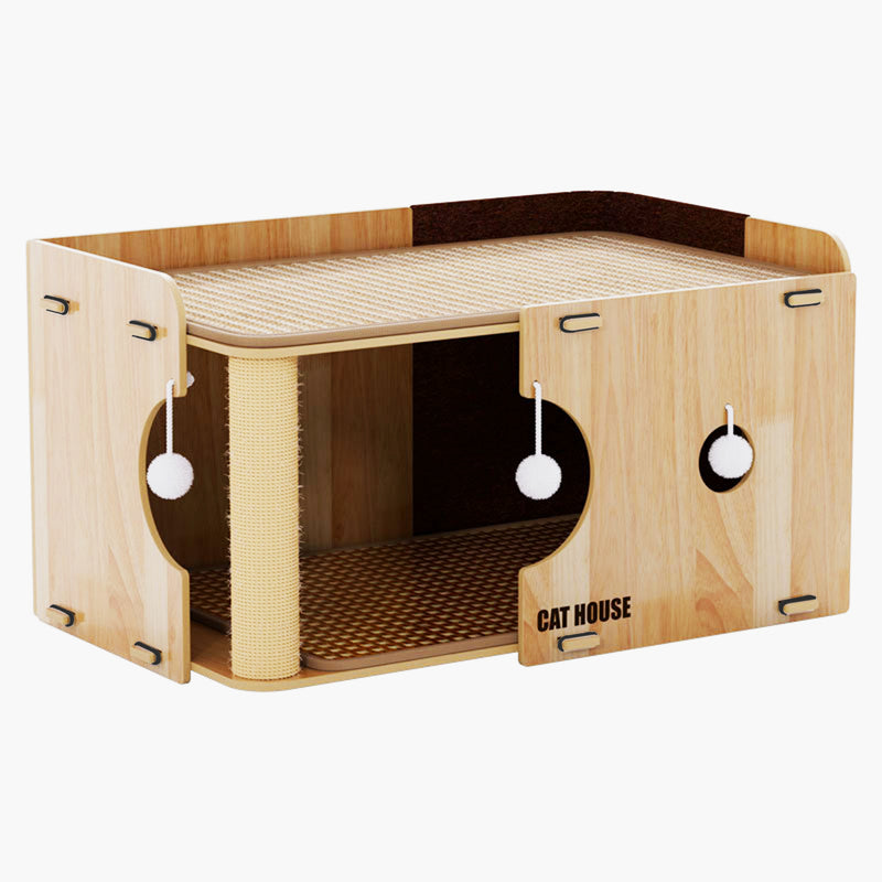 Tedi's 2-Tier Wooden Cat House