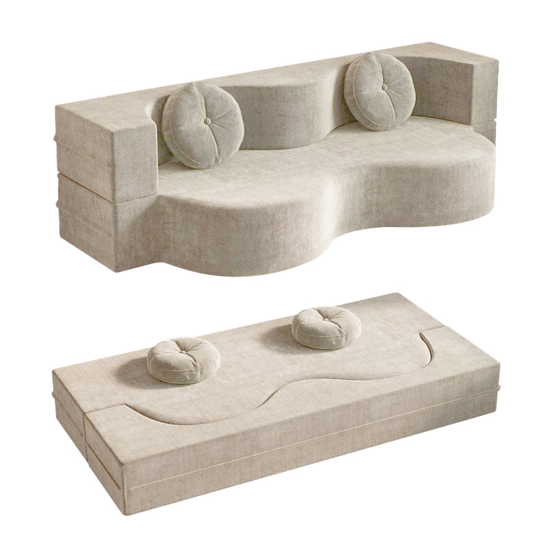 Familand 200cm Convertible Memory Foam Sofa Bed in Cream