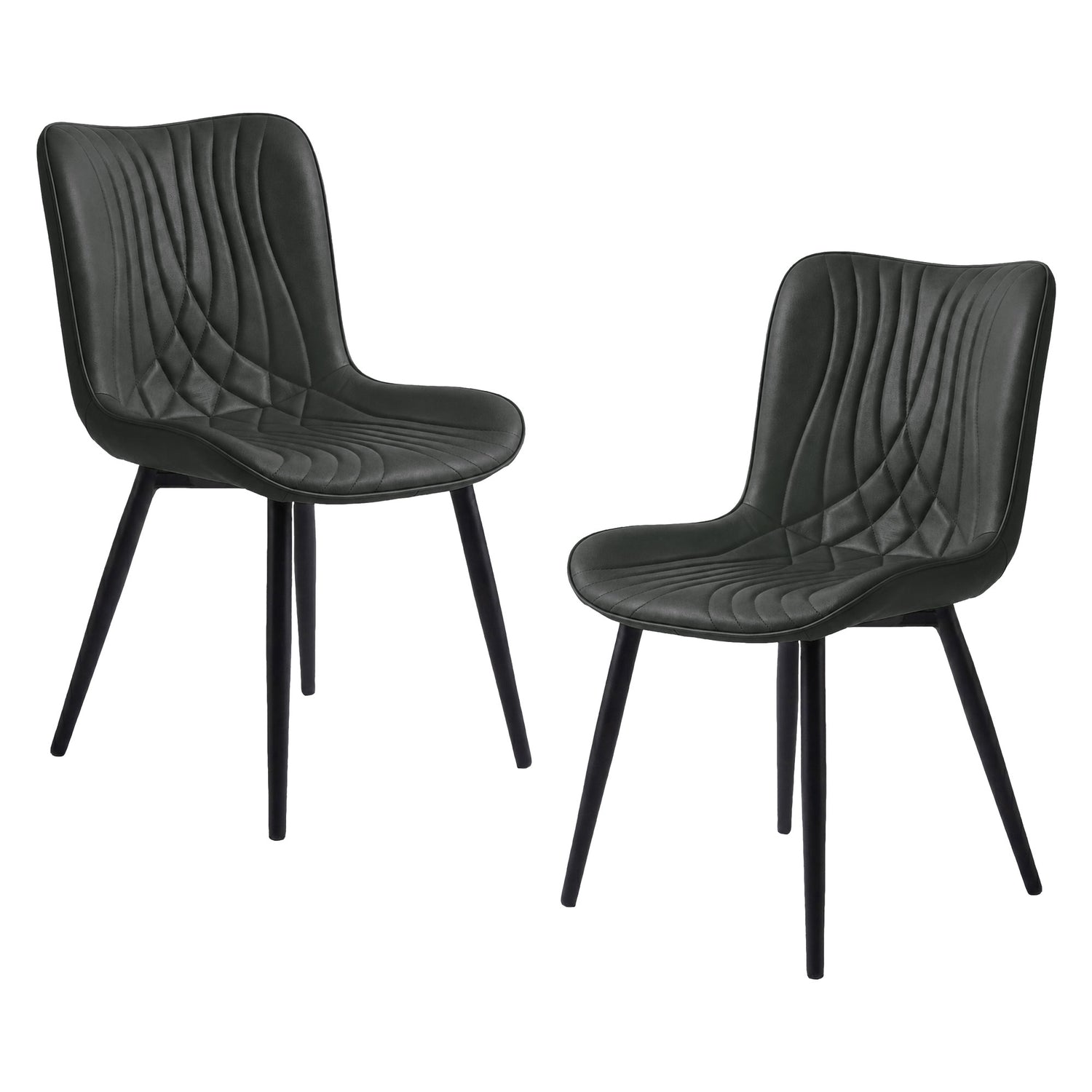 Familand Dining Chairs Set Of 2 PU Leather Padded Seat Kitchen Living Room Chair
